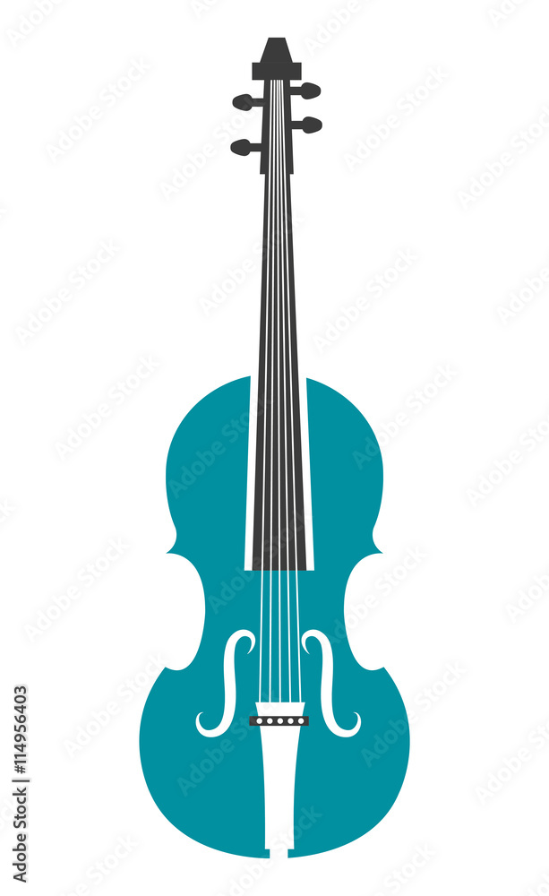 Blue violin classic music instrument icon design, vector illustration image.