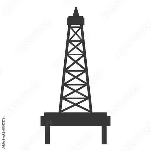 black and white petro tower front view over isolated background, vector illustration 