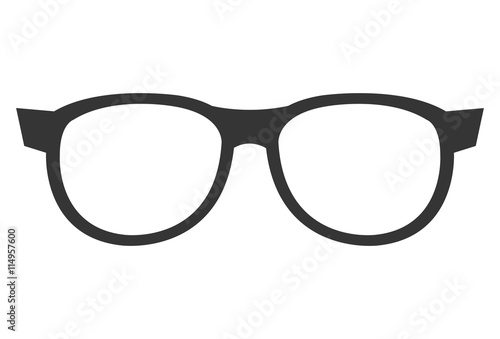black eyeglass front view over isolated background, vector illustration 