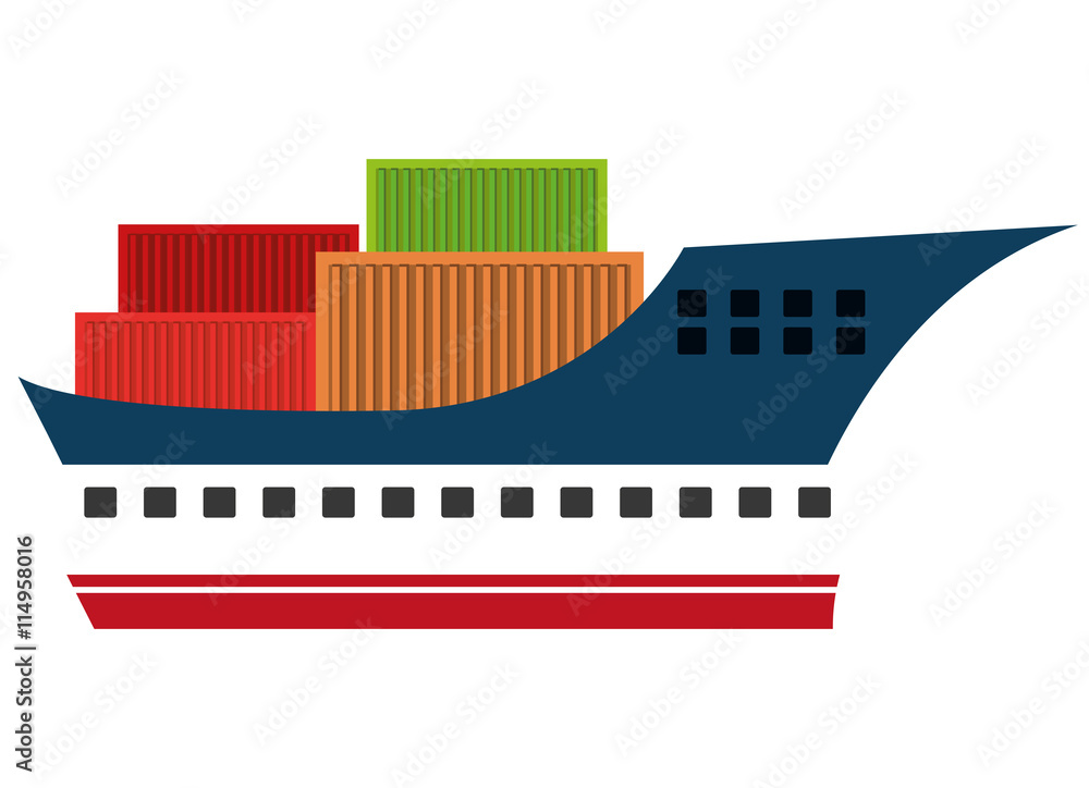 Freigther wit containers colorful icon, vector illustration eps10.