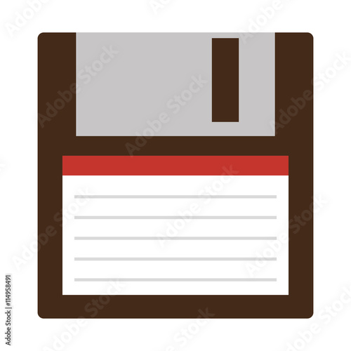 Classic diskette from 90s isolated icon on white background, vector illustration.