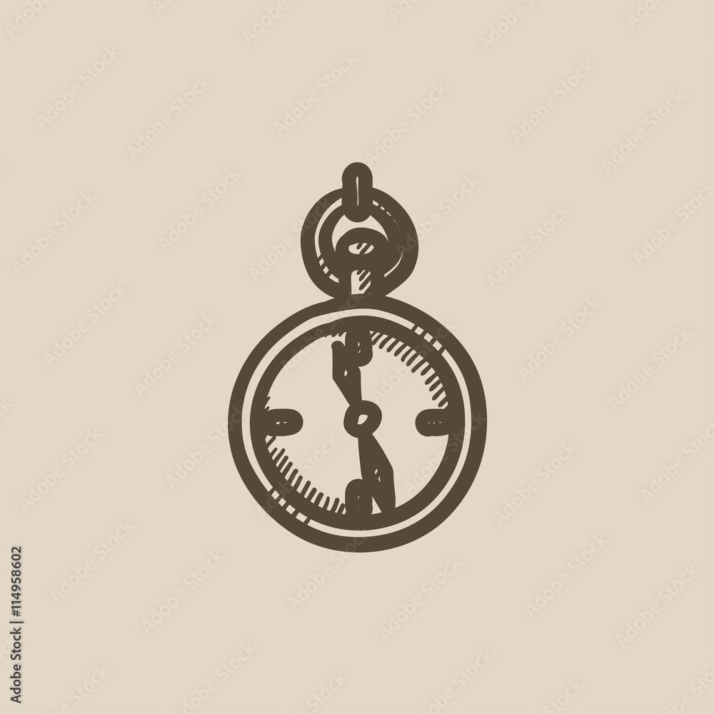 Pocket watch sketch icon.