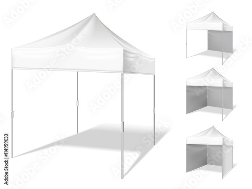 Vector pop up white realistic tent for outdoor event