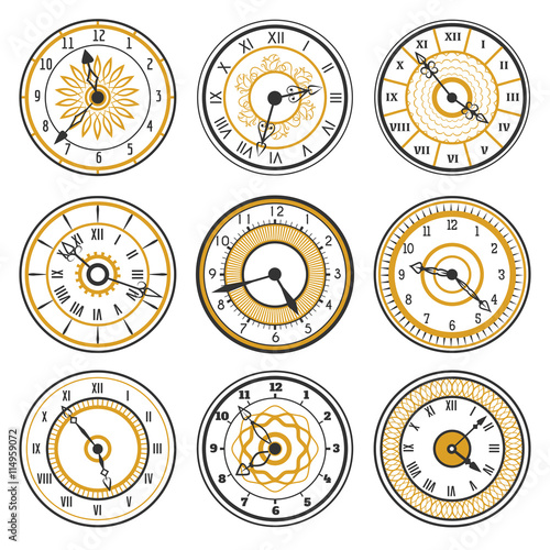 Vector watch face collection on white background