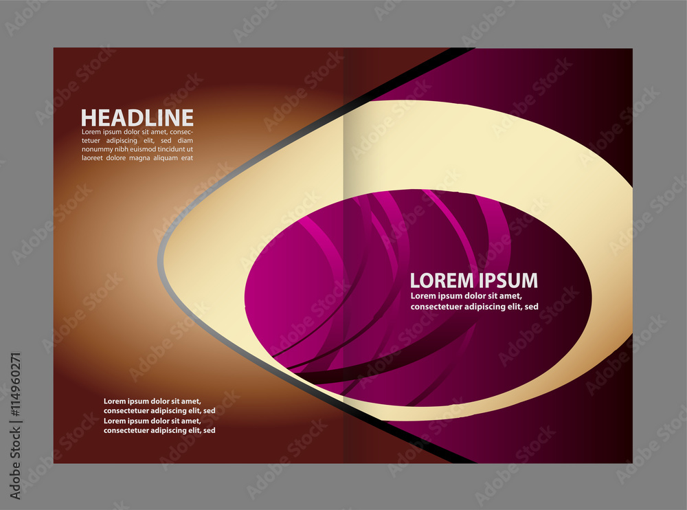 Fototapeta premium Vector empty bi-fold brochure print template design 