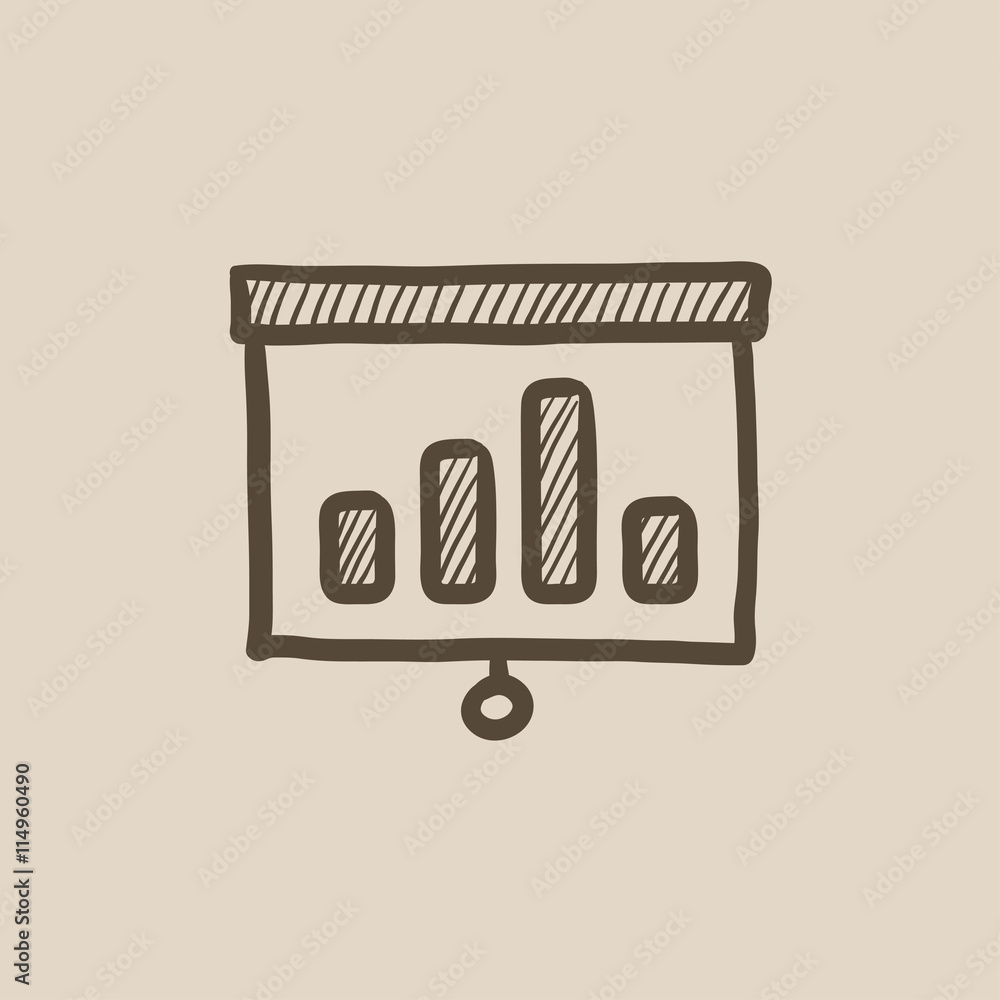 Projector roller screen sketch icon. Projector roller screen sketch icon.