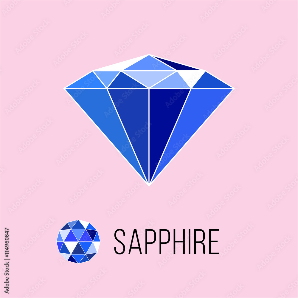 Sapphire flat icon with top view. Rich luxury symbol. Stock vector