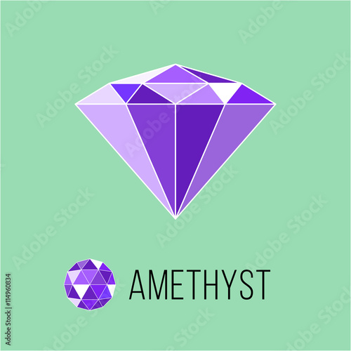 Amethyst flat icon with top view. Rich luxury symbol. Stock vector illustration