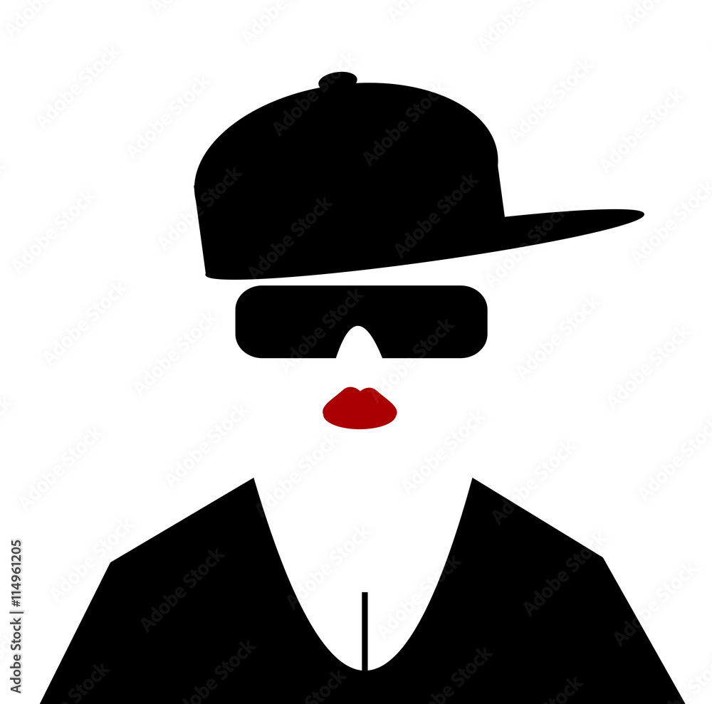 woman wearing baseball cap sideways and sunglasses Stock Vector | Adobe