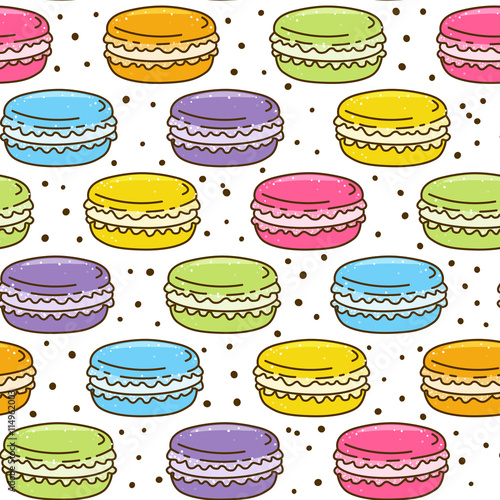 Seamless pattern with color macarons