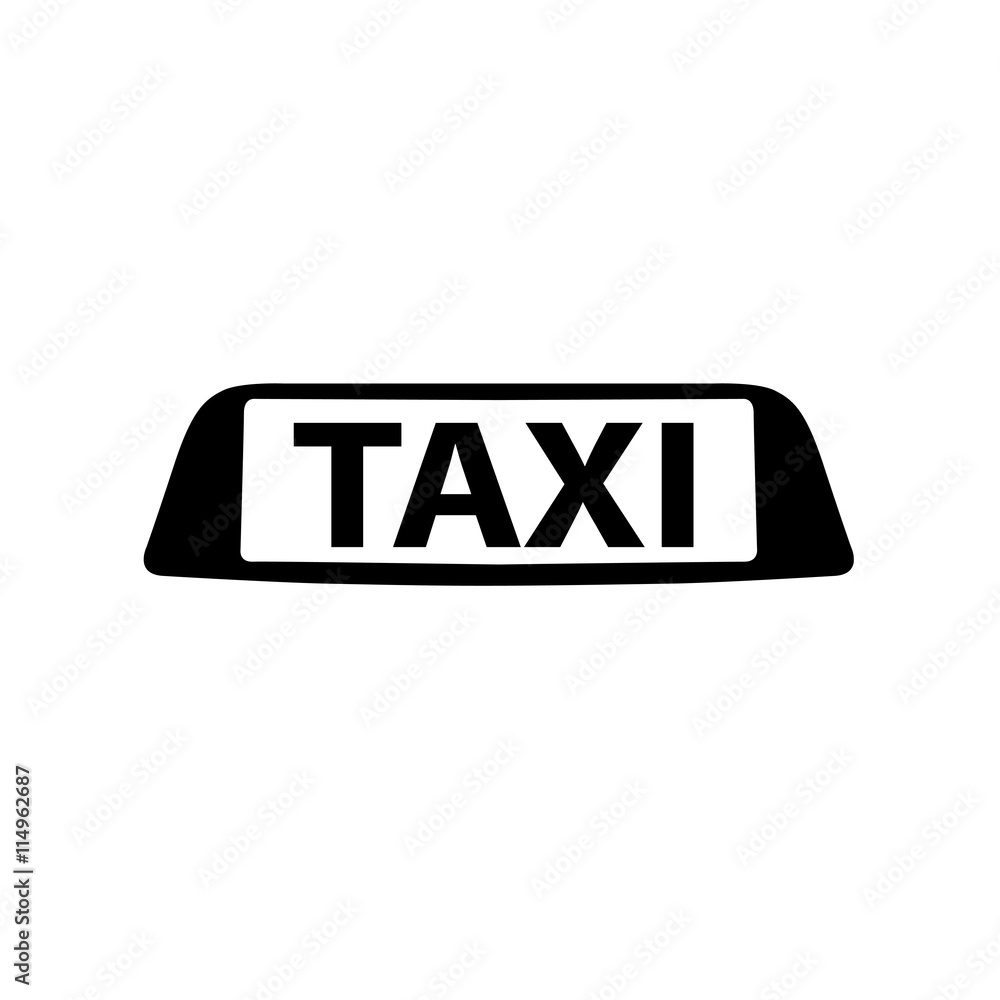 taxi sign black and white icon Vector Illustration Stock Vector | Adobe  Stock