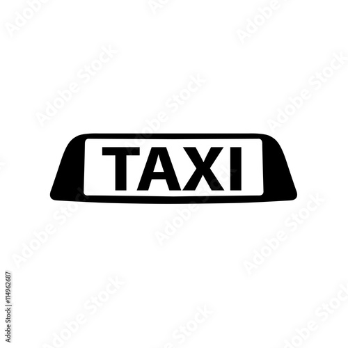 taxi sign black and white icon Vector Illustration