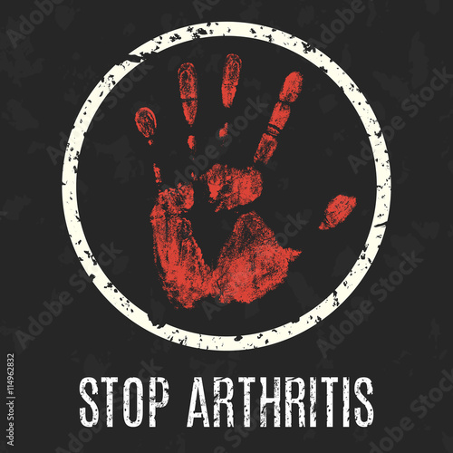 Vector illustration. Human diseases. Stop arthritis.
