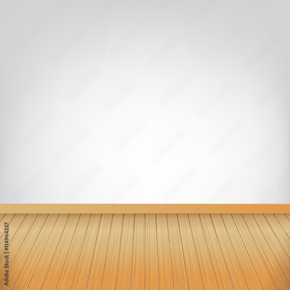 Brown wood floor texture and white wall background empty room wi