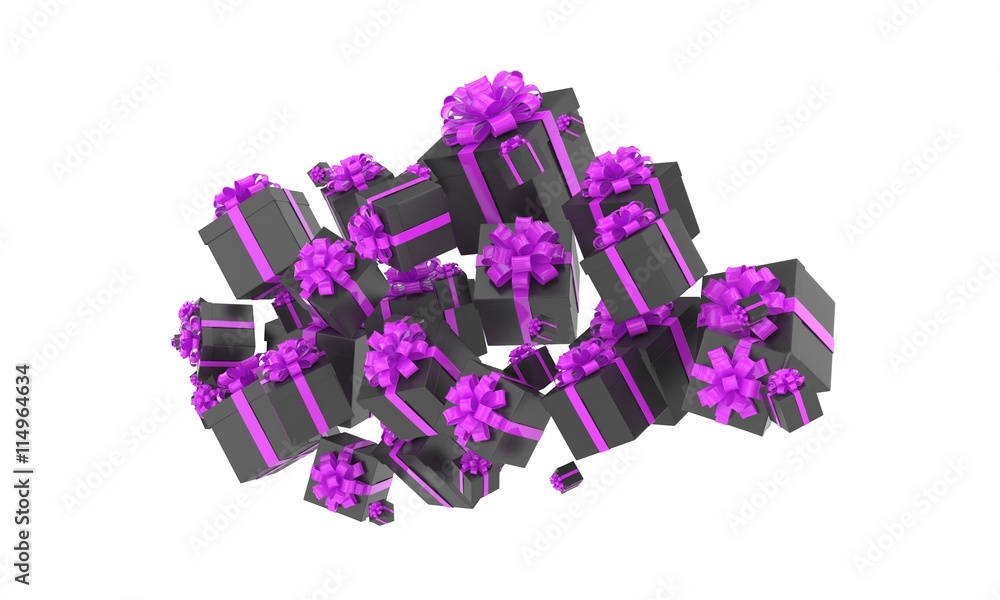 flying gift boxes on white. 3d rendering. flying gift boxes on white. 3d rendering.