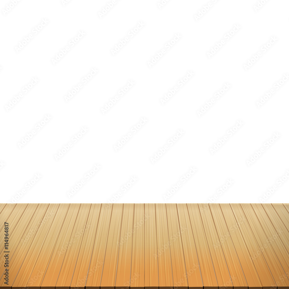 Brown wood floor on white background empty room with space vecto Brown wood floor on white background empty room with space vecto
