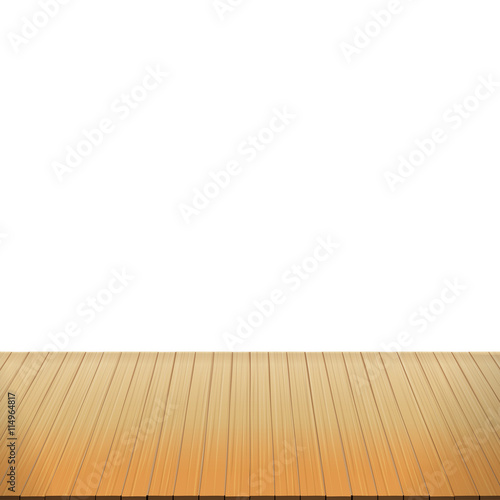 Brown wood floor on white background empty room with space vecto