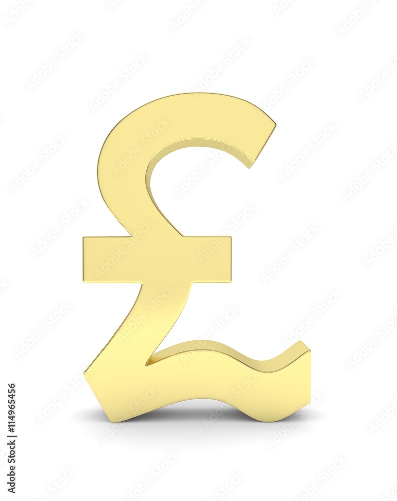 Isolated golden pound sign on white background. British currency. Concept of investment, european market, savings. Power, luxury and wealth. Great Britain, Nothern Ireland. 3D rendering. Isolated golden pound sign on white background. British currency. Concept of investment, european market, savings. Power, luxury and wealth. Great Britain, Nothern Ireland. 3D rendering.