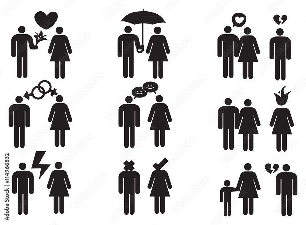 Couples and Relationships Vector Icon Set Couples and Relationships Vector Icon Set