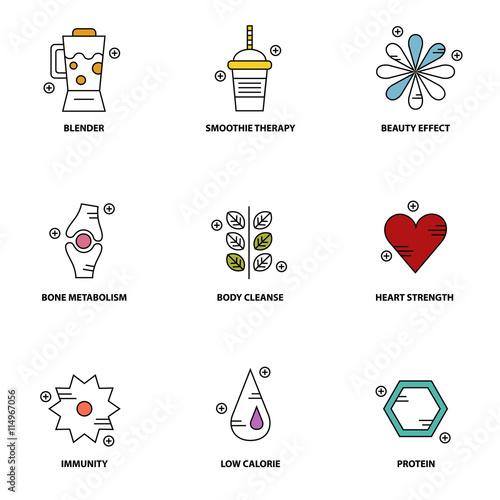 Smoothie therapy vector icon set 