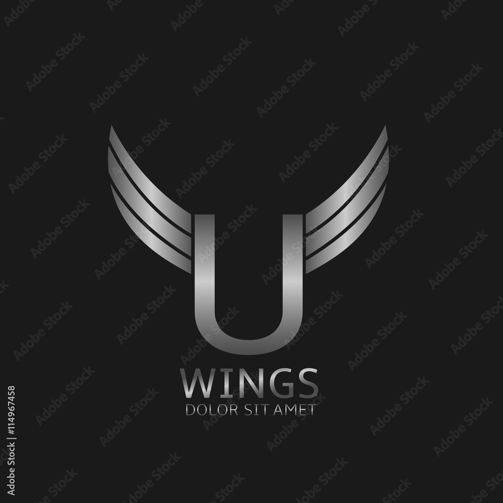 Wings U letter logo Wings U letter logo