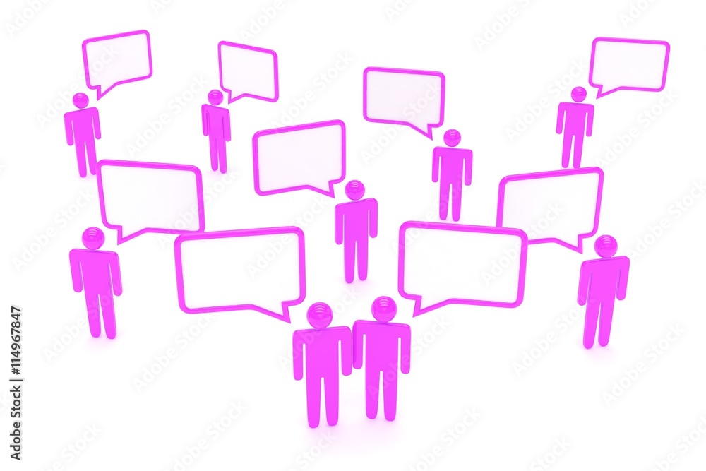 people with talk bubbles isolated over a white background. 3d rendering. people with talk bubbles isolated over a white background. 3d rendering.