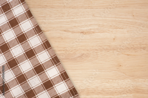 Checkered Tablecloth On The Wooden Background