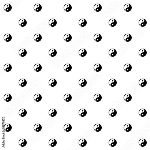 Yin-yang round symbols one color seamless pattern background