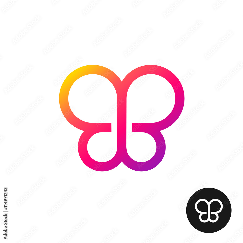 Colorful butterfly logo. Linear geometric style circles symbol. Colorful butterfly logo. Linear geometric style circles symbol.