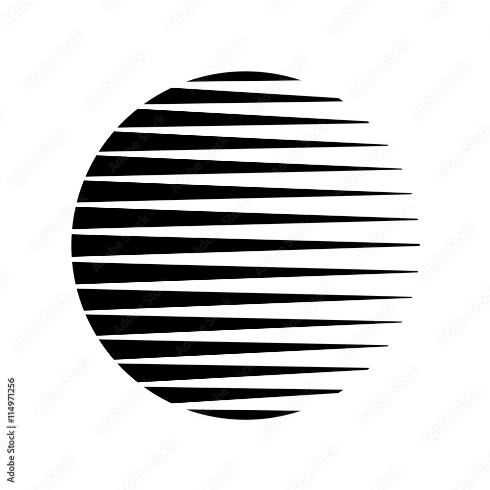 Round circle triangle lines halftone style black background. Sun