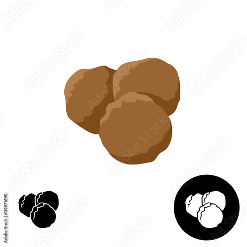 Meatballs icon. Illustration of three round meatballs. photo