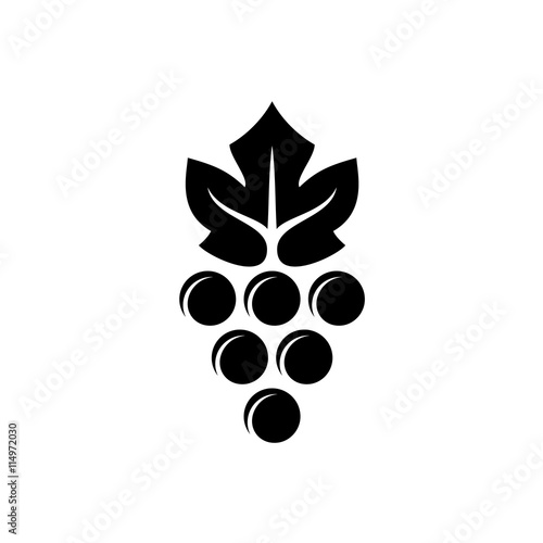 Grape logo. Violet grape berry with green leaf symbol. Wine sign.