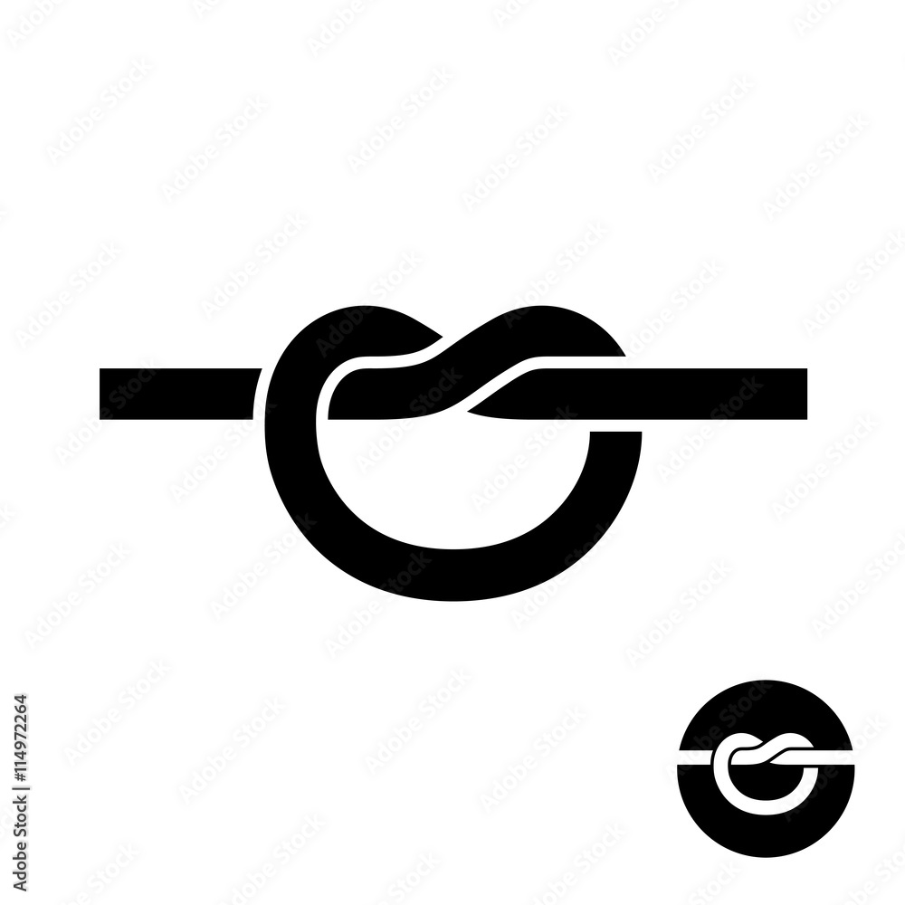 Simple single knot black silhouette icon. Tied link logo. Stock Vector ...