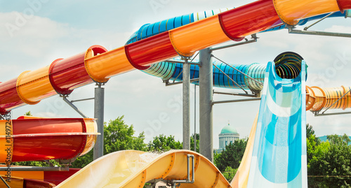 Fototapeta Naklejka Na Ścianę i Meble -  Tobogan, water slide, summer vacation fun activities