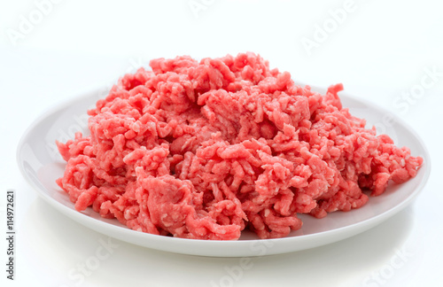 earthenware dish with minced meat isolated
