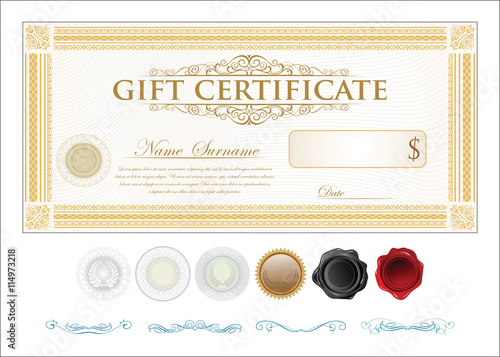 Gift certificate retro vintage template photo