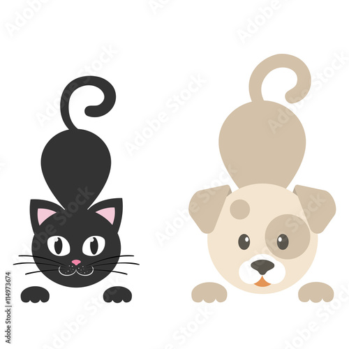 cartoon dog with kitty vector