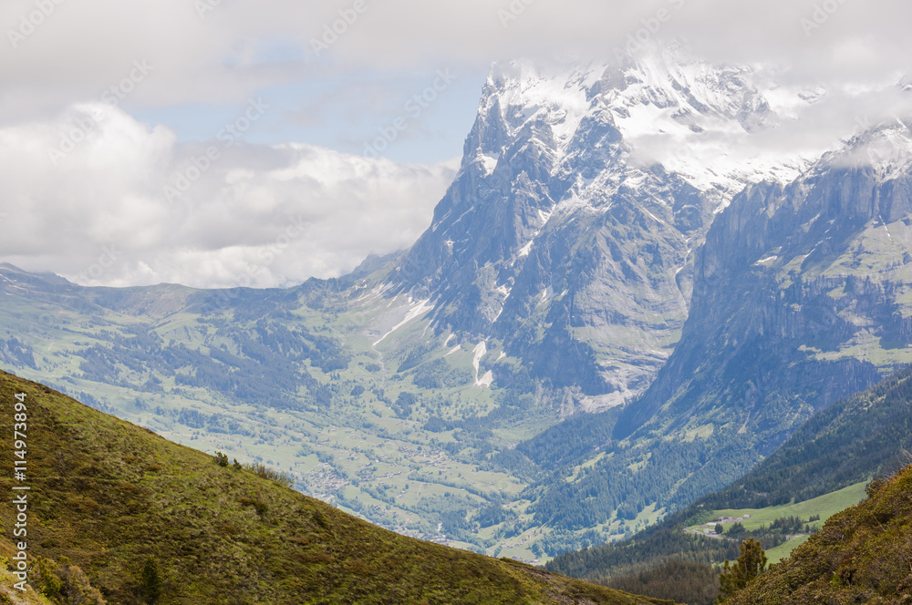 Grindelwald, Berner Oberland, Kleine Scheidegg, Wetterhorn, Bergtal, Schreckhorn, Alpen, Grosse Scheidegg, Wanderweg, Sommer, Schweiz
