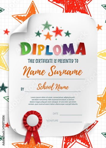 Diploma template with hand drawn stars.
