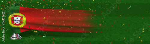 EM Siegerpokal Portugal von Landesflagge umweht
