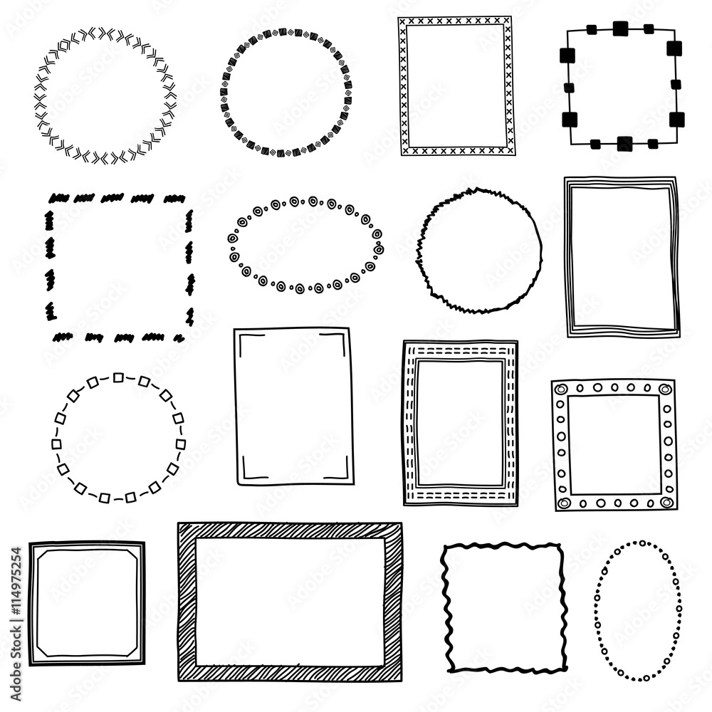 Simple doodle sketch square vector frames abstract frame sketch of set  illustration  CanStock