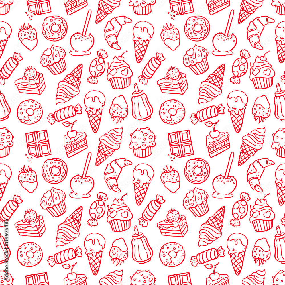 seamless red pattern of sweets seamless red pattern of sweets