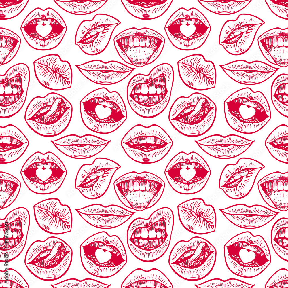 seamless sketch different lips