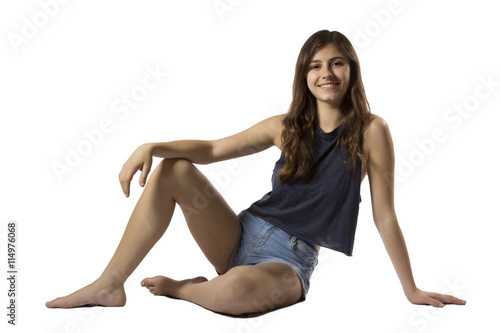 beautiful teenage girl portrait sitting relax smiling