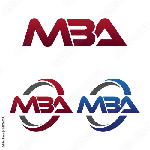 Modern 3 Letters Initial logo Vector Swoosh Red Blue mba
