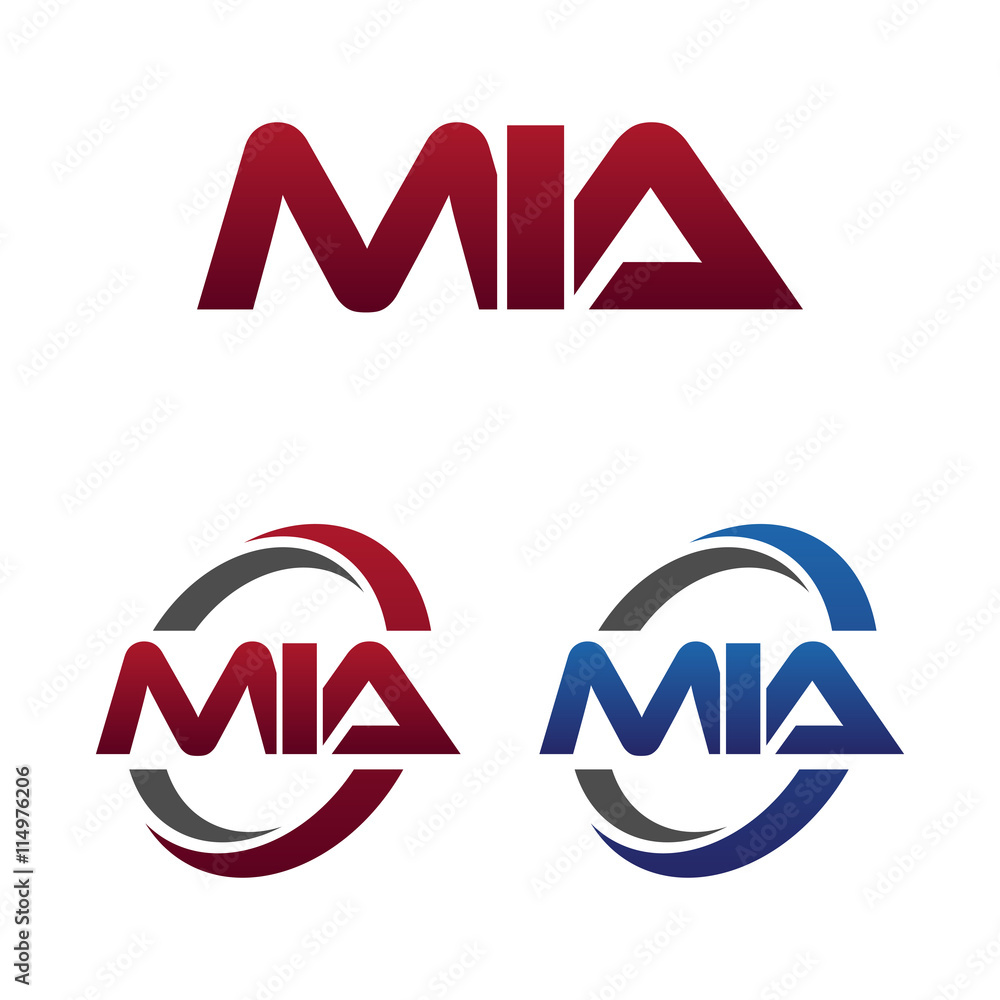 Modern 3 Letters Initial logo Vector Swoosh Red Blue mia Stock Vector |  Adobe Stock