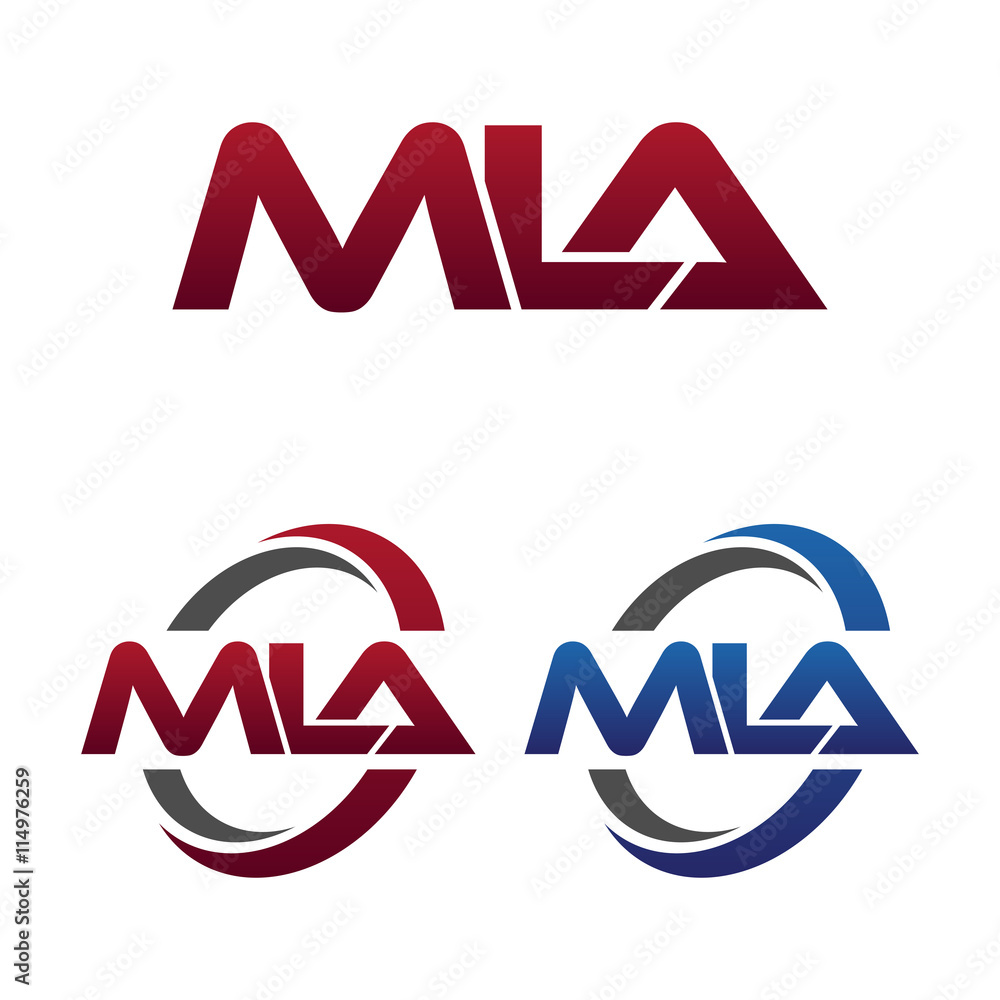 Modern 3 Letters Initial logo Vector Swoosh Red Blue mla