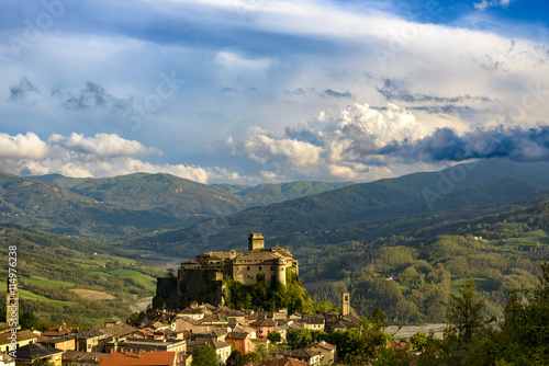 The village Bardi and its castle, Emilia-Romagna, Italy photo