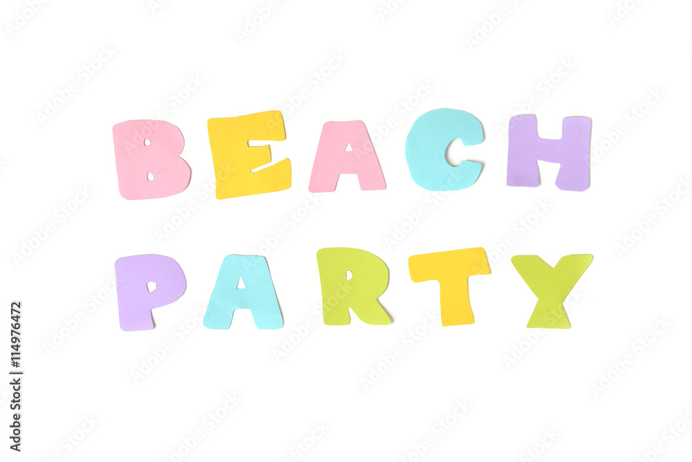 Beach party text on white background - isolated Beach party text on white background - isolated