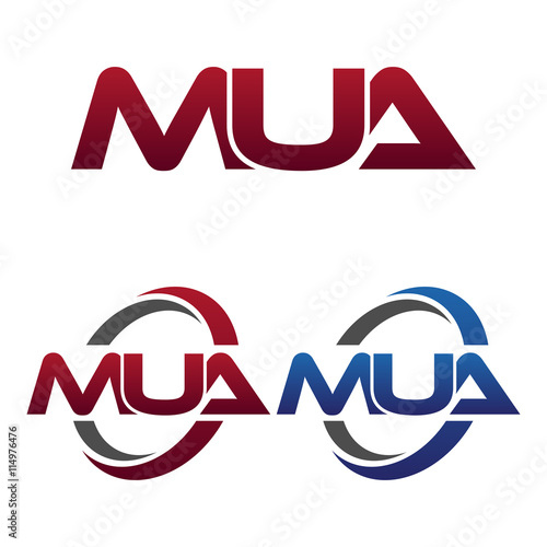 Modern 3 Letters Initial logo Vector Swoosh Red Blue mua